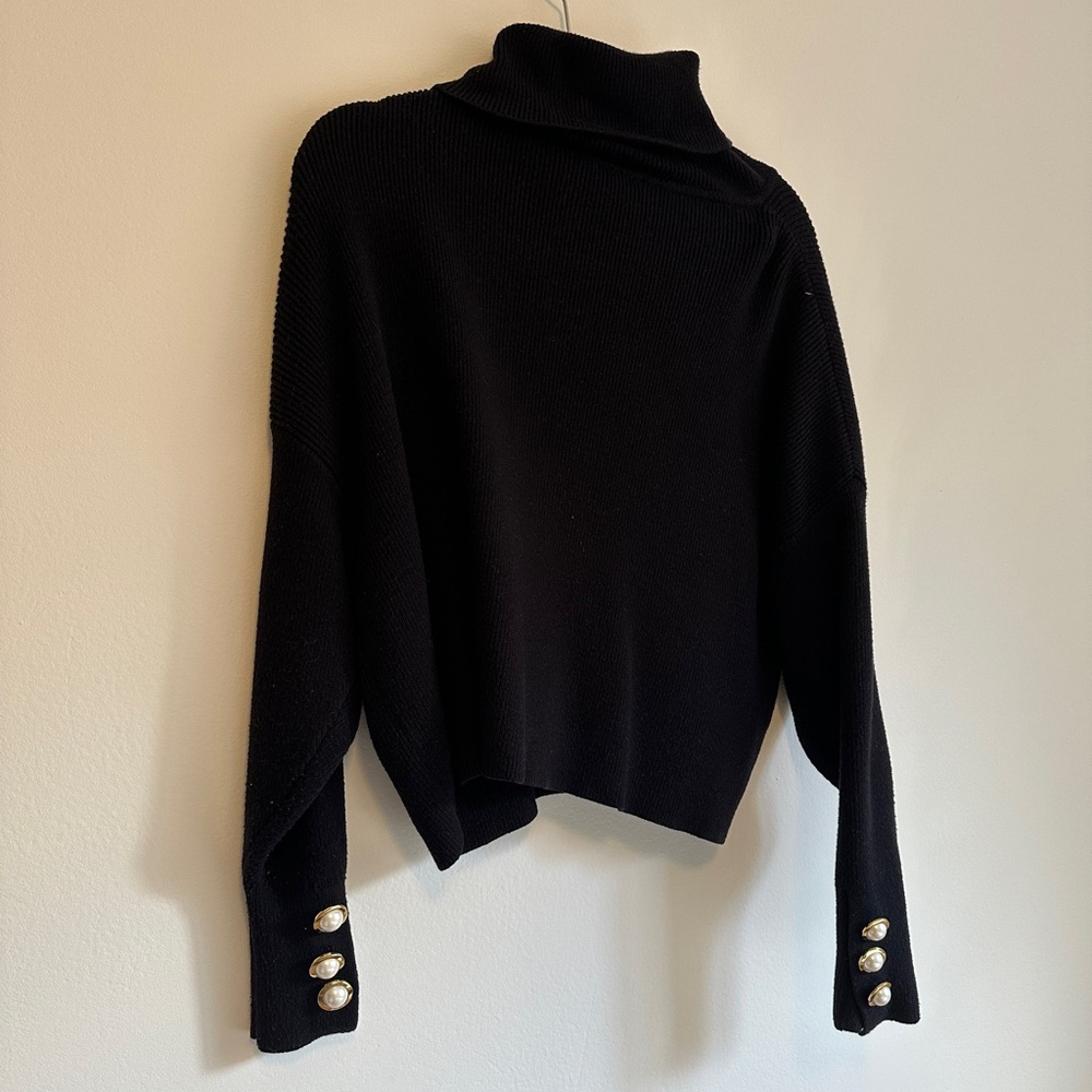 Zara Knit Women’s Black Turtleneck Pullover Sweater Size Medium